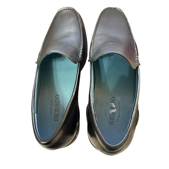 Sebago Sussex  Moc Toe Men's 9 M Black Leather Slip On Dress Loafers Made In USA - Picture 3 of 12